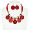 Disc Fringe Beaded Cord Bib Necklace Set