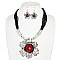 FLOWER LEATHERETTE NECKLACE SET