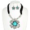 FLOWER LEATHERETTE NECKLACE SET