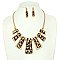 ANIMAL PRINT FRINGE GEMSTONE CORD NECKLACE SET