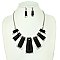 ANIMAL PRINT FRINGE GEMSTONE CORD NECKLACE SET