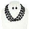 3 LINE LAYERED NATURAL GEMSTONE BEAD NECKLACE SET