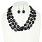 3 LINE LAYERED NATURAL GEMSTONE BEAD NECKLACE SET