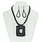 String Wrapped Rectangle Pendant  Necklace With Earrings MEZN1530