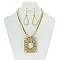 String Wrapped Rectangle Pendant  Necklace With Earrings MEZN1530