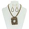 String Wrapped Rectangle Pendant  Necklace With Earrings MEZN1530