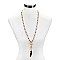 Fashionable Long Beaded Nk W/ Feather Pendant SLN1599