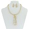 Trendy Braided Nk Set W/lrg Stone Drop SLN1667