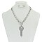 Trendy Rhinestone Key Toogle Necklace
