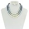 TRENDY 3 LINE MULTI COLOR PEARL NECKLACE SLN1740