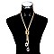 TRENDY METAL NECKLACE SET W/ 2 TEARDROP PENDANTS SLN1906
