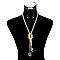 TRENDY METAL NECKLACE SET W/ 2 TEARDROP PENDANTS SLN1906