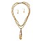 LRG STONE PENDANT BEADED NECKLACE SET