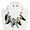 BEADS AND FEATHER DROP NECKLACE SET