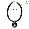 BIG RHINESTONE PENDANT CORD NECKLACE SET