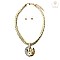 BIG RHINESTONE PENDANT CORD NECKLACE SET