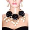 LRG ROSES PEARLS AND GEMS NECKLACE SET
