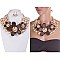 LUSH PEARLS AND WOOD FLOWER NECKLACE SET