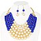 EXQUISITE TWO TONE PEARLS BEADS NECKLACE EARRING SET