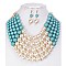 EXQUISITE TWO TONE PEARLS BEADS NECKLACE EARRING SET