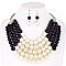 EXQUISITE TWO TONE PEARLS BEADS NECKLACE EARRING SET