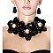 LRG MILKY STONE FLOWER NECKLACE