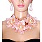 LRG MILKY STONE FLOWER NECKLACE