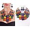 TRIBAL 3-LINE BEAD CHARMS COLLAR NECKLACE SET