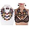 ETHNIC COLOR WOOD BEADS NECKLACE SET