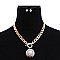 RHINESTONED BALL PENDANT CHAIN NECKLACE SET
