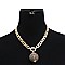 RHINESTONED BALL PENDANT CHAIN NECKLACE SET