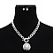 RHINESTONED BALL PENDANT CHAIN NECKLACE SET