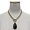 RHINESTONE TEARDROP PENDANT CHAIN NECKLACE SET