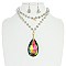 LARGE RHINESTONE TEARDROP BEADED NECKLACE SET