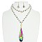 OBLONG TEARDROP 2 LINE BEADED NECKLACE