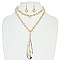 OBLONG TEARDROP 2 LINE BEADED NECKLACE