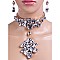 RHINESTONE CHOKER DROP NECKLACE SET