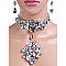 RHINESTONE CHOKER DROP NECKLACE SET