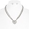 Crystal Heart Pendant with Multi Chain Necklace Set