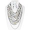 TRENDY MULTI LAYERED CHAIN AND GEM STONE CHUNKY NECKLACE AND EARRINGS SET