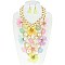 LOVELY CHUNKY FLOWER PEARL AND CHAIN BIB STATEMENT NECKLACE AND EARRINGS SET