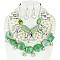 STYLISH CHUNKY AGATE STONE PEARL BIB STATEMENT NECKLACE AND EARRINGS SET