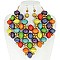 COLORFUL CHUNKY AFRICAN TRIBE WOODEN BEAD BIB STATEMENT NECKLACE AND EARRINGS SET