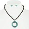 CHARMING CIRCLE PENDANT NAVAJO PEARL NECKLACE AND EARRINGS SET