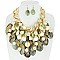 STYLISH CHUNKY AGATE STONE AND PEARL CHAIN BIB STATEMENT NECKLACE AND EARRINGS SET