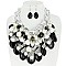 STYLISH CHUNKY AGATE STONE AND PEARL CHAIN BIB STATEMENT NECKLACE AND EARRINGS SET