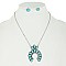 LOVELY WESTERN TURQUOISE SQUASH BLOSSOM PENDANT NECKLACE AND EARRINGS SET