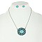 TRENDY WESTERN TURQUOISE CONCHO PENDANT NECKLACE AND EARRINGS SET