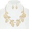 LOVELY METAL LEAF LINK STATEMENT NECKLACE AND EARRINGS SET