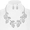 LOVELY METAL LEAF LINK STATEMENT NECKLACE AND EARRINGS SET
